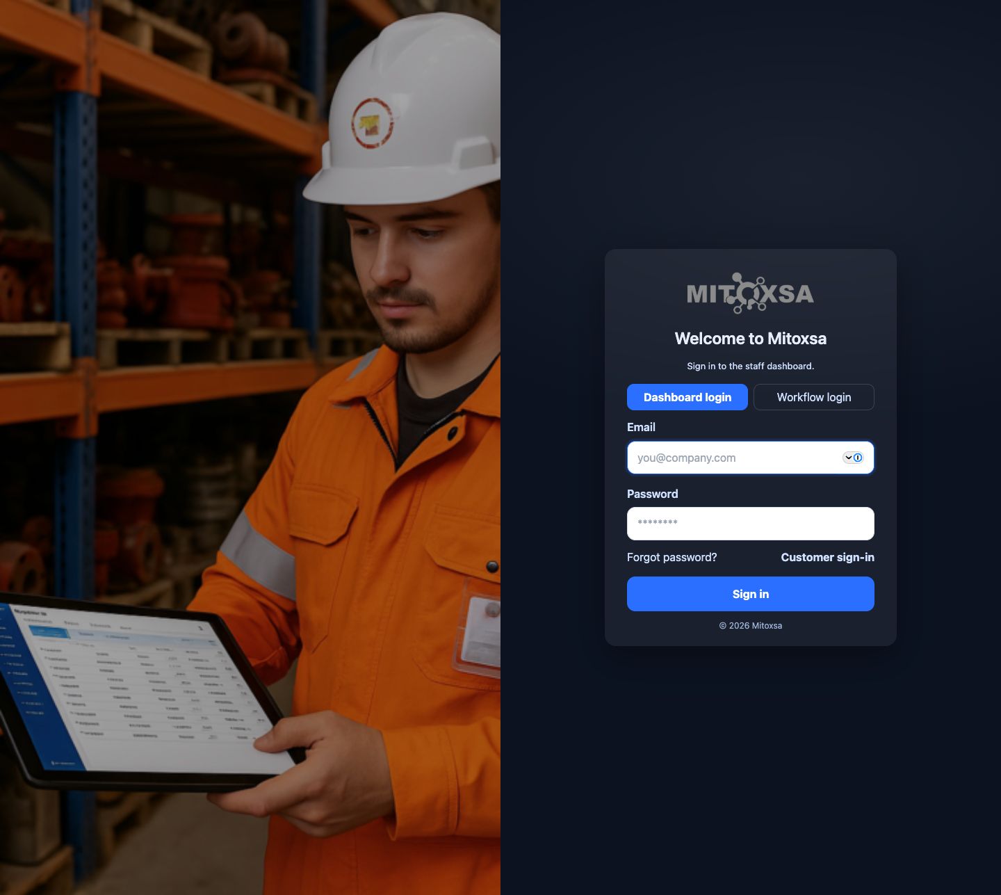 Mitoxsa Business Platform login