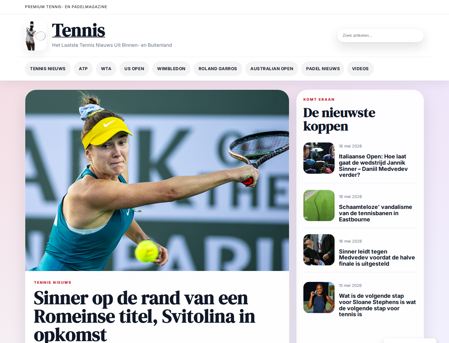 Screenshot of a niche publishing website homepage